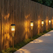 2 Bamboo Solar Garden Lights with Stake & Automatic Sensor